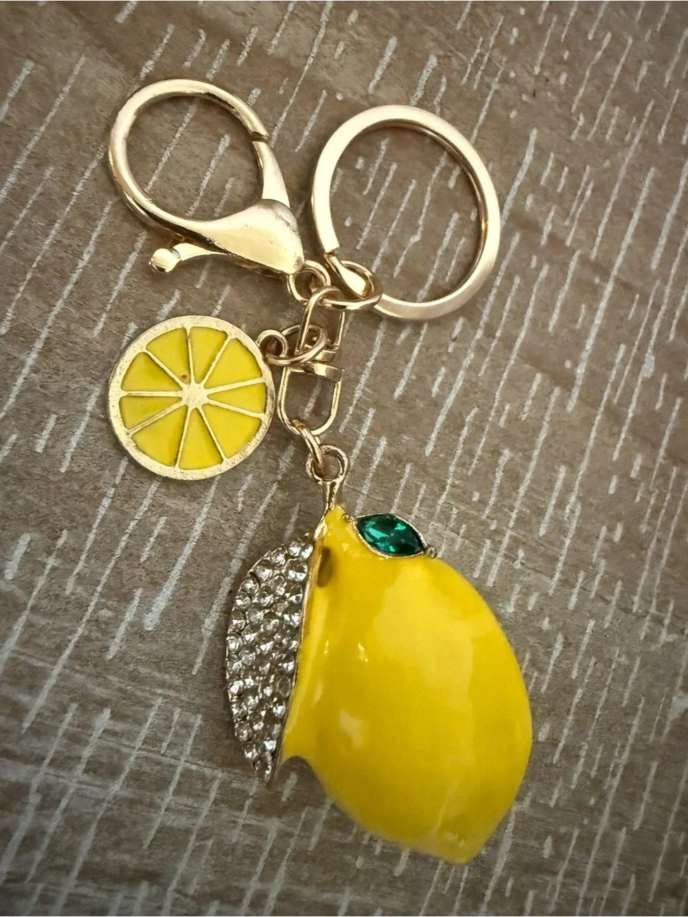 Gold Lemon Charm Keychain Charm - no box